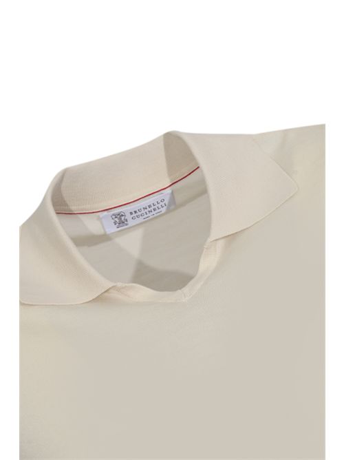 Maglia stile polo in cotone English White BRUNELLO CUCINELLI | M29800145CSG56